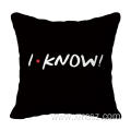Black Letters Printed Customized Cushion Cover
